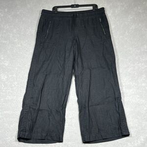 Athleta Cabo Linen Wide Leg Pants Womens Size 16 Black Casual Lagenlook beach